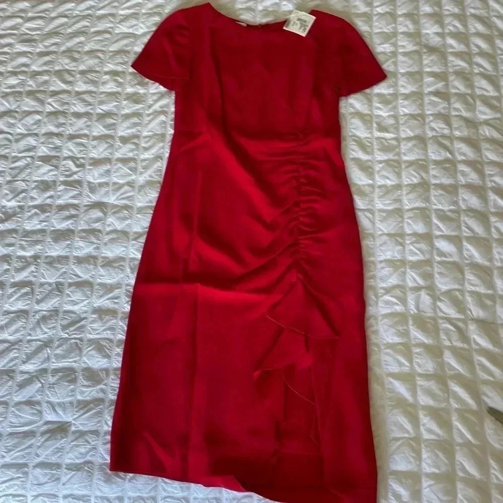 Moschino red ruched shift dress
